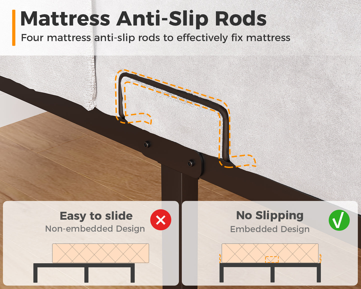 Casacomoda King Size Bed Frame, 14 inch Metal Bed Frame with Storage Space, Heavy Duty Sturdy Mattress Foundation,Easy Assembly,No Box Spring Needed, Black