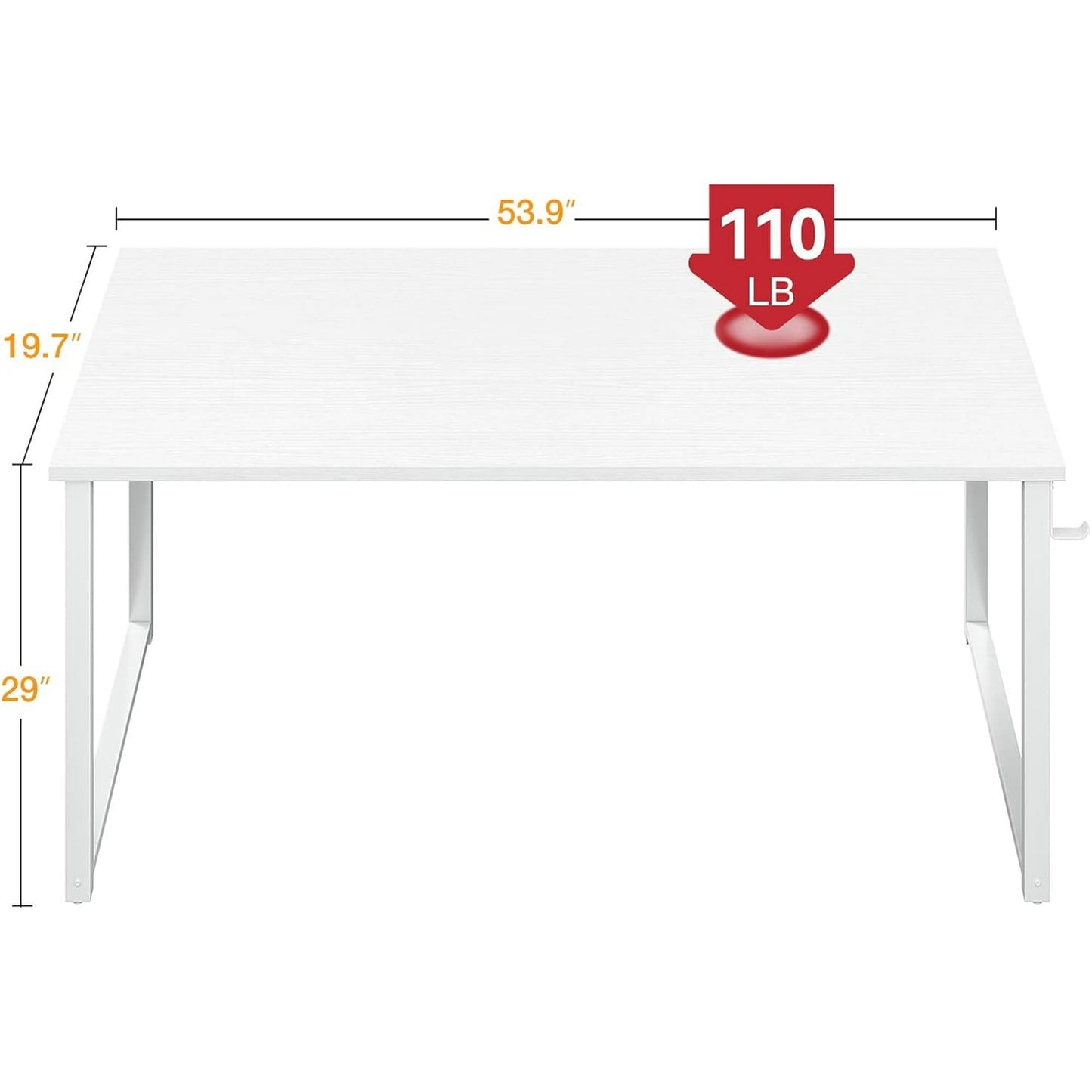 Casacomoda 54 inch Computer Desk with Headphone Hooks, Home Office Desk for Large Spaces, Simple Modern Desk for Studying & Writing, White