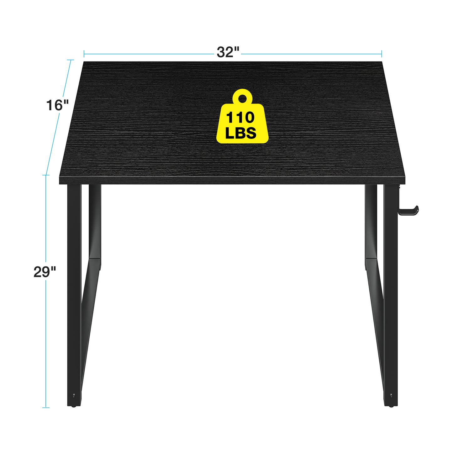 Casacomoda Small Computer Desk - 32 Inch Writing Table with Headphone Hooks for Home Office, Modern Black