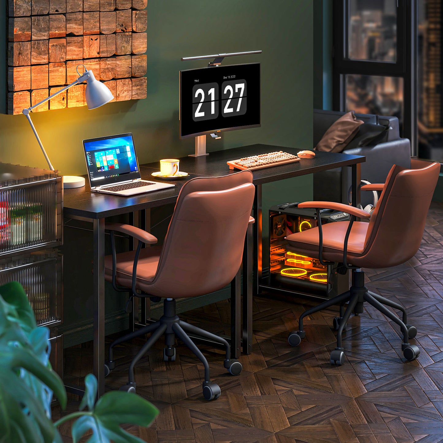Casacomoda Small Computer Desk - 32 Inch Writing Table with Headphone Hooks for Home Office, Modern Black