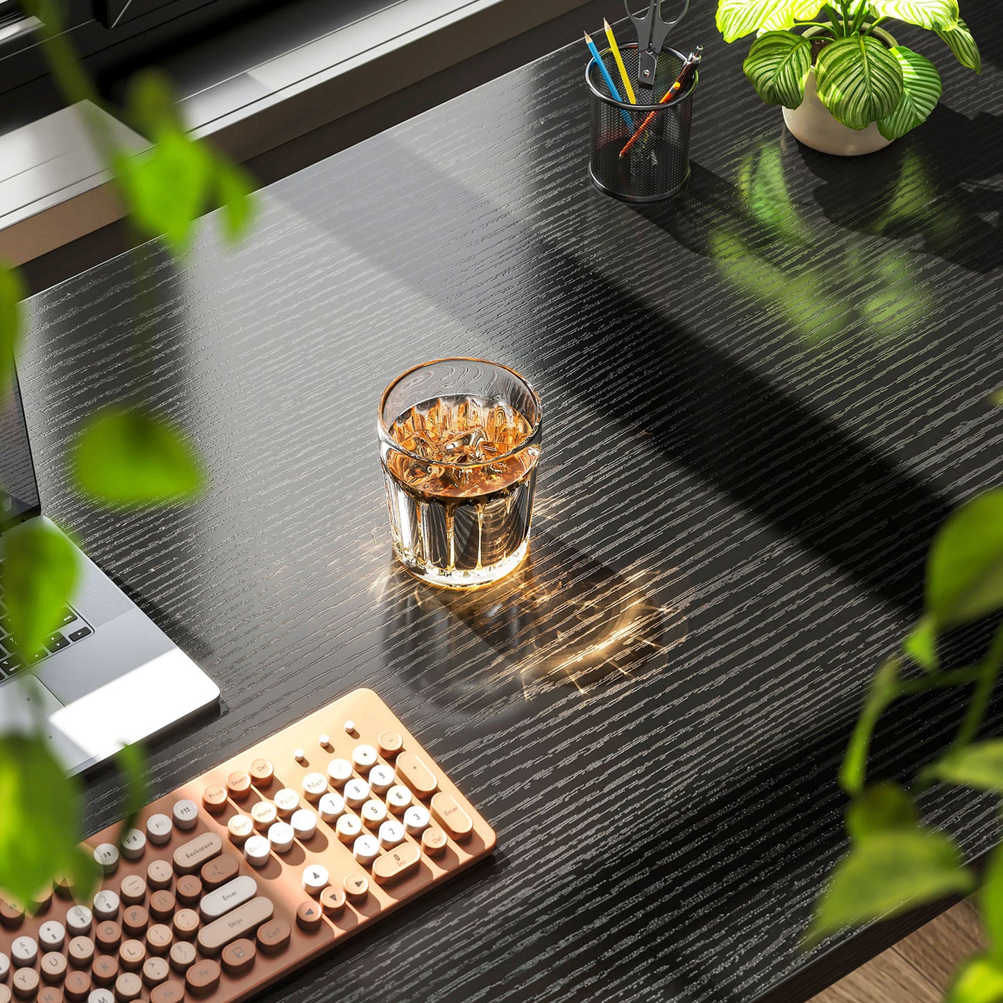 Casacomoda Small Computer Desk - 32 Inch Writing Table with Headphone Hooks for Home Office, Modern Black