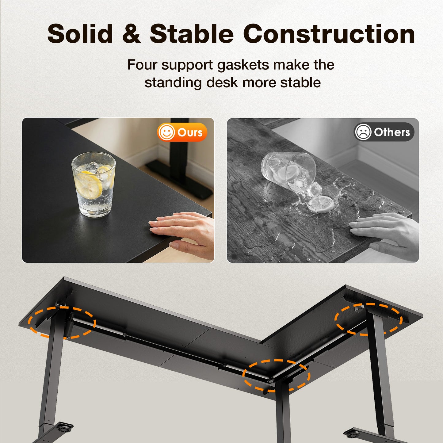 L Shaped Standing Desk 63 x 47 inch, Height Adjustable Electric Corner Standing Desk, Sit-Stand Computer Desk for Home Office, Black