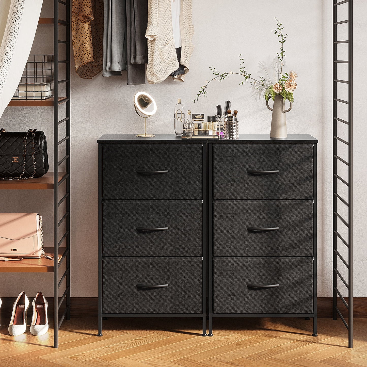 Casacomoda Dresser for Bedroom Nightstand Small Dresser Chest of Drawers End Table for Living Room, Closet Dresser with 3 Storage Drawers Organizer Clothes, Black