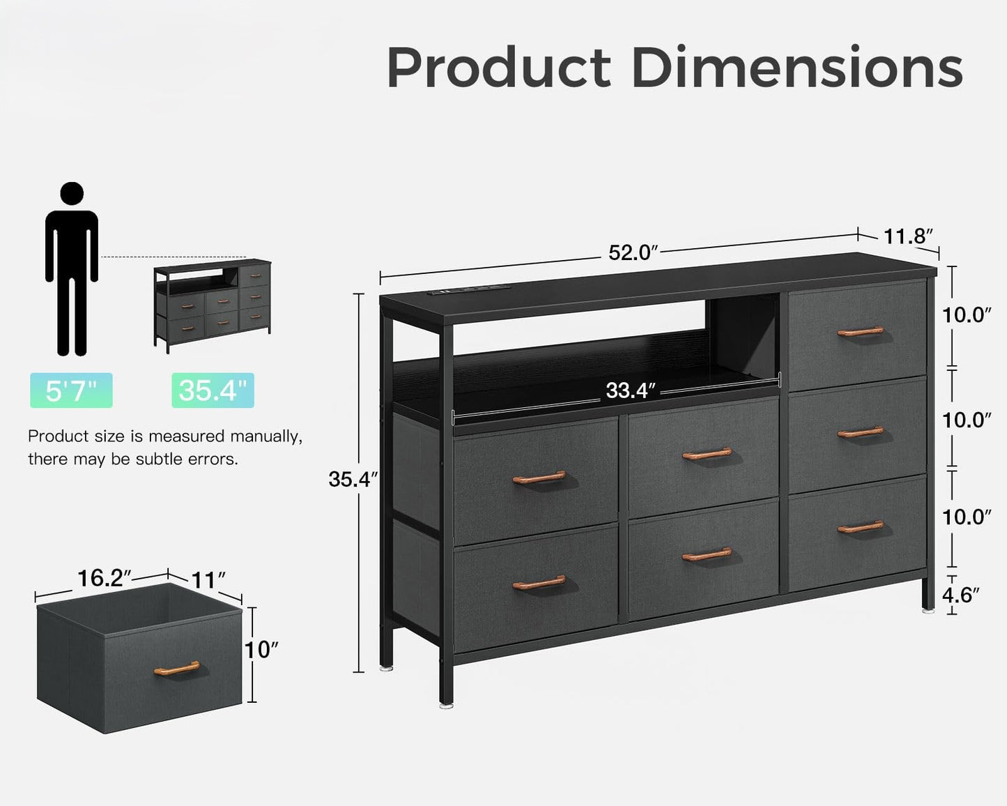 Dressers for Bedroom with 7 Large Fabric Drawers