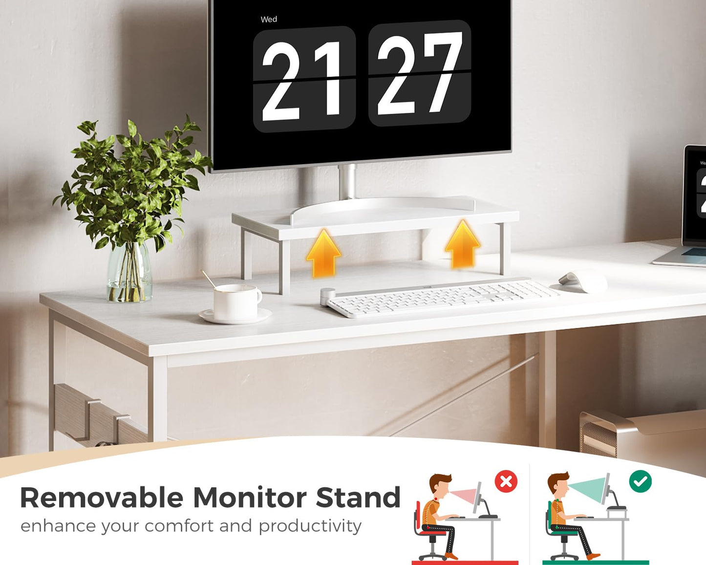 Small L Shaped Computer Desk with Reversible Storage Shelves