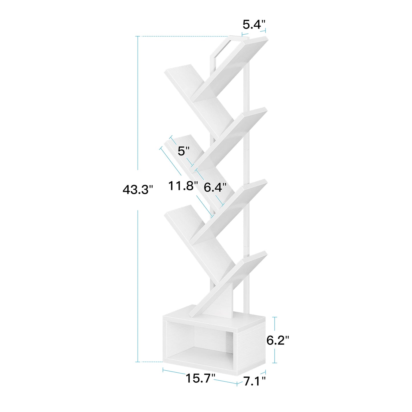 Casacomoda 6-Tier Tree Floor Lamp with Integrated LED Shelving, Modern Display Stand for Living Room & Home Office, White