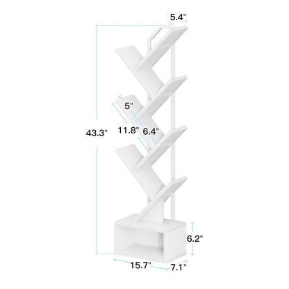 Casacomoda 6-Tier Tree Floor Lamp with Integrated LED Shelving, Modern Display Stand for Living Room & Home Office, White
