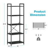 5-Tier Bookshelf, Tall Book Shelf, Home Office Bookcase for Bedroom, Living Room, Storage Shelf, Black