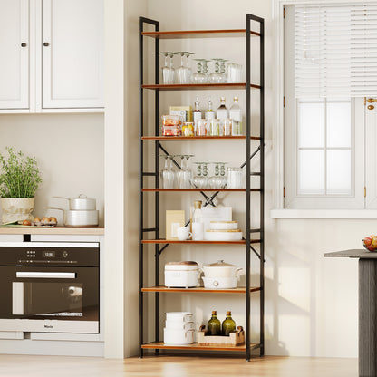 Casacomoda 7-Tier Tall Bookshelf, Large Bookcase with Steel Frame, Deep Book Shelf for Living Room, Home Office, Study, Industrial Style, Vintage