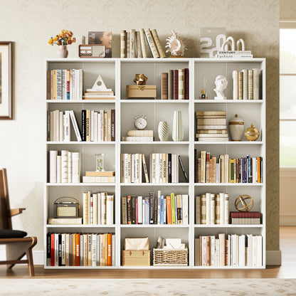 Casacomoda Tall Bookcase, Bookshelf, 5-Tier Display Storage Shelf, Space-Saving Bookshelf for Living Room, Bedroom, Home Office, White