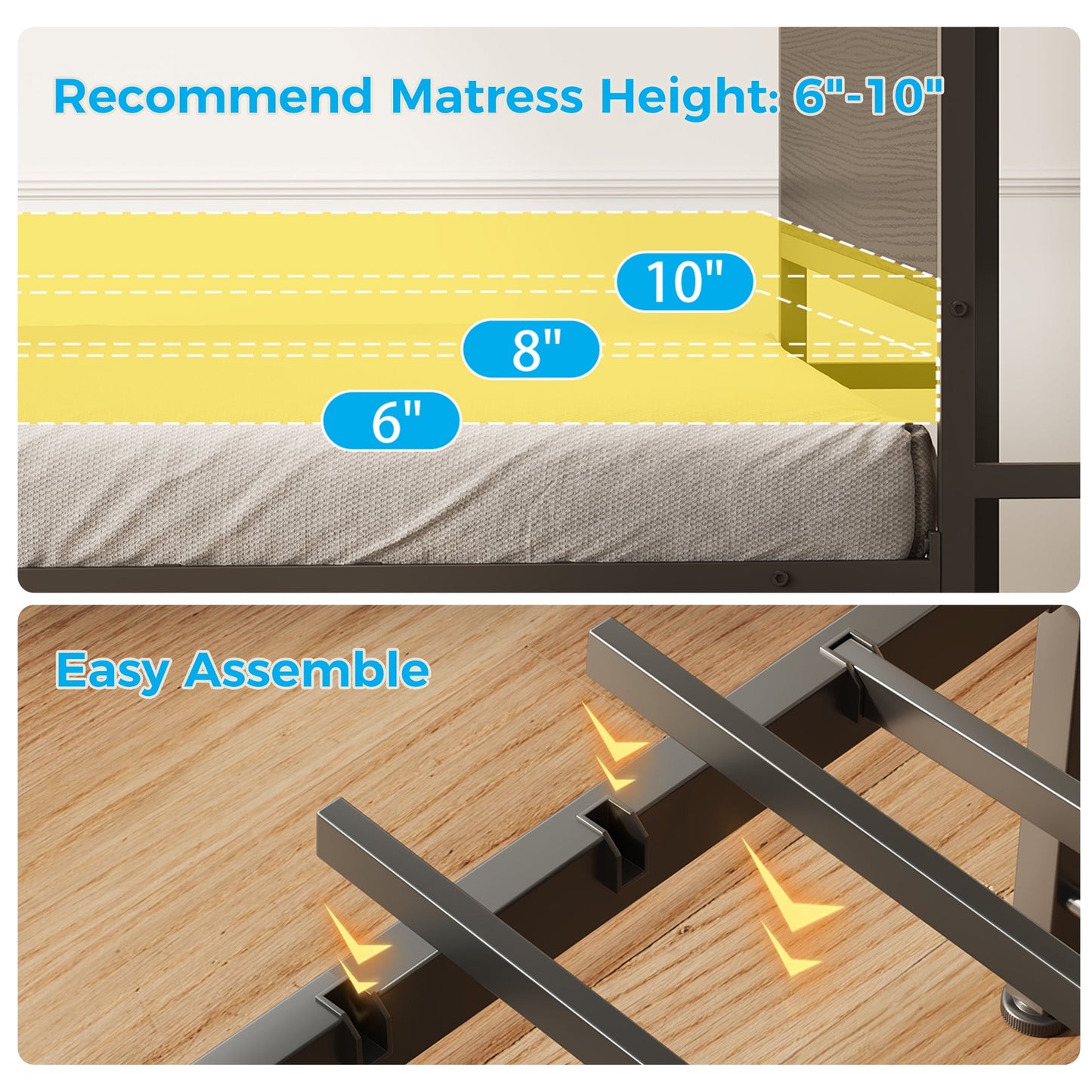 Casacomoda Twin Size Bed Frame with Storage Headboard, Metal Platform Bed Frame with Storage Drawer, Bed Frame with Charging Station & LED Light, No Box Spring Needed, Black