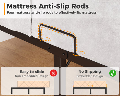 Casacomoda King Size Bed Frame, 18 inch Metal Bed Frame with Storage Space, Heavy Duty Sturdy Mattress Foundation,Easy Assembly, No Box Spring Needed, Black