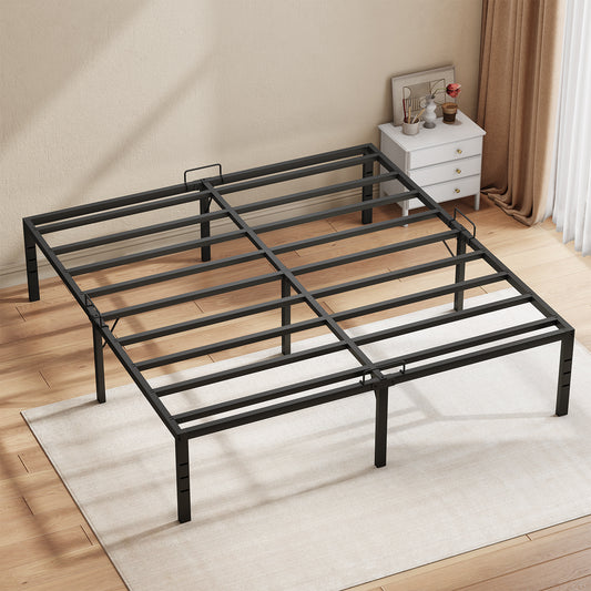 Casacomoda King Size Bed Frame, 18 inch Metal Bed Frame with Storage Space, Heavy Duty Sturdy Mattress Foundation,Easy Assembly, No Box Spring Needed, Black