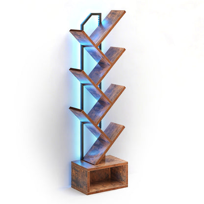 Casacomoda 6-Tier Tree Floor Lamp with Integrated LED Shelving, Modern Display Stand for Living Room & Home Office, Vintage
