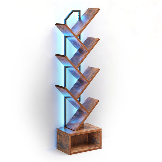 Casacomoda 6-Tier Tree Floor Lamp with Integrated LED Shelving, Modern Display Stand for Living Room & Home Office, Vintage