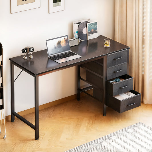 Casacomoda Computer Desk with 4 Storage Drawers , Writing Desk for Home Office, Study Work Table for Bedroom and Small Space, Black