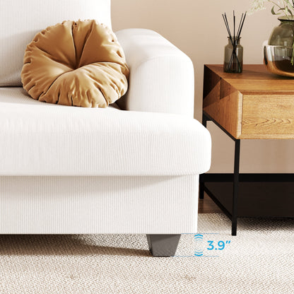 Casacomoda 89" Modern 3-Seater Sofa, Comfy Couches for Living Room, Chenille Sofas for Small Space, Easy Assembly, Beige