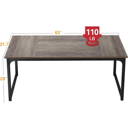 Casacomoda 63 inch Computer Desk with Headphone Hooks, Home Office Desk for Large Spaces, Simple Modern Desk for Studying & Writing, Grey Oak