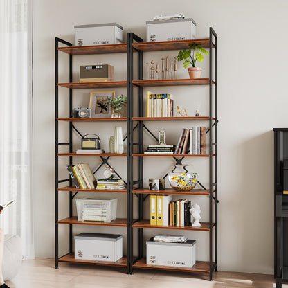 Casacomoda 7-Tier Tall Bookshelf, Large Bookcase with Steel Frame, Deep Book Shelf for Living Room, Home Office, Study, Industrial Style, Vintage