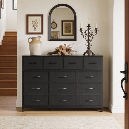 Casacomoda Dresser with 13 Storage Drawers, 55-Inch Long Dressers for Bedroom, Large Dressers TV Stand, Black