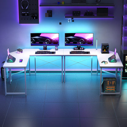 Casacomoda Computer Desk L Shaped, 51” Reversible L Shaped Computer Desk with Monitor Stand, Home Office Desk, Carbon Fiber White