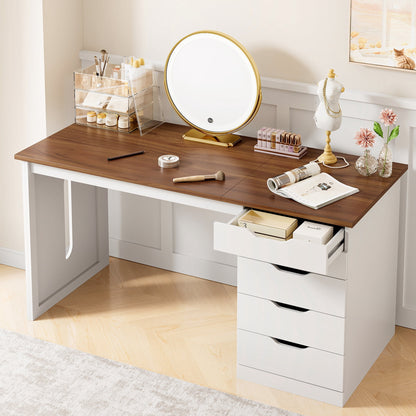 Casacomoda 47” Home Office Desk with 5 Drawers, Compact Writing Desk with Storage, Modern Computer Desk for Bedroom, Study Room and Small Spaces