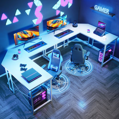 Casacomoda Computer Desk L Shaped, 51 Inch Reversible L Shaped Desk, Gaming Desk, Home Office Desk, Carbon Fiber White