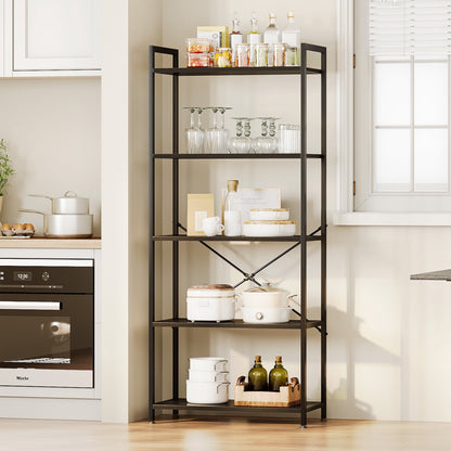 Casacomoda 5-Tier Bookshelf, Freestanding Book Shelf, Home Office Bookcase for Bedroom, Living Room, Black