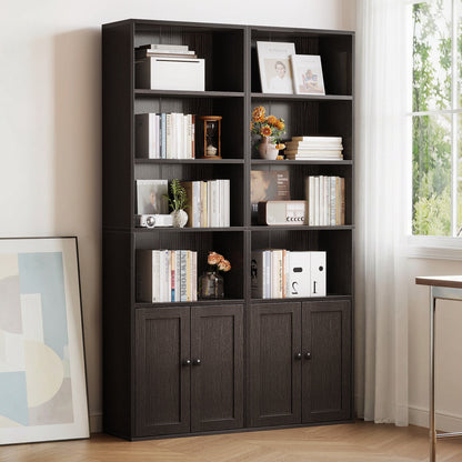 Casacomoda 6-Tier Bookcase with Cabinet, Modern Bookshelf for Home Office, Living Room or Bedroom, Easy Assembly & Stable Structure, Black