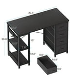Casacomoda Computer Desk with Drawers & Storage Shelves, 40 Inch Corner Desk for Home Office Bedroom, Small Teen PC Desks with Fabric Drawer, Black