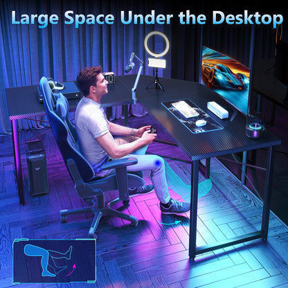 Casacomoda Computer Desk L Shaped, 51” Reversible L Shaped Computer Desk with Monitor Stand, Home Office Desk, Black