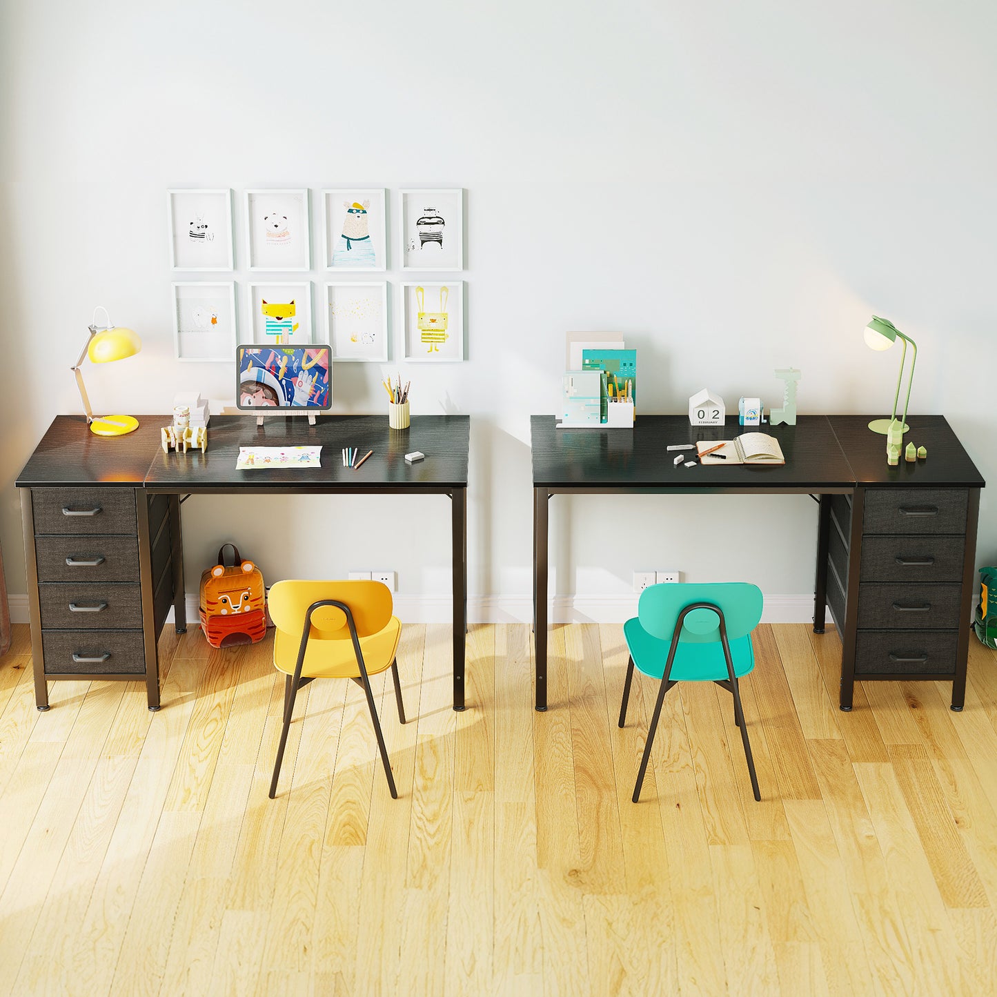 Casacomoda Computer Desk with 4 Storage Drawers , Writing Desk for Home Office, Study Work Table for Bedroom and Small Space, Black