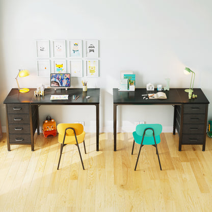 Casacomoda Computer Desk with 4 Storage Drawers , Writing Desk for Home Office, Study Work Table for Bedroom and Small Space, Black