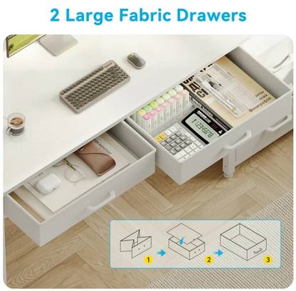 Casacomoda Computer Desk with 5 Drawers & Printer Stand, Reversible Storage Desk for Home Office, 53 Inch Writing Desk with Headphone Hook, White