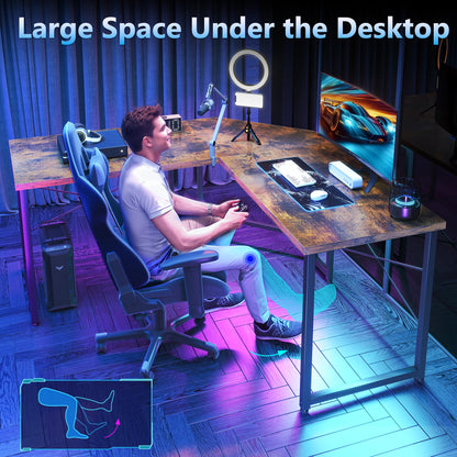 Casacomoda Computer Desk L Shaped, 51” Reversible L Shaped Computer Desk with Monitor Stand, Home Office Desk, Vintage