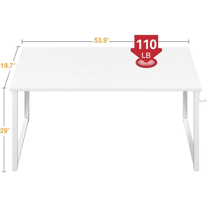 Casacomoda 54 inch Computer Desk with Headphone Hooks, Home Office Desk for Large Spaces, Simple Modern Desk for Studying & Writing, White
