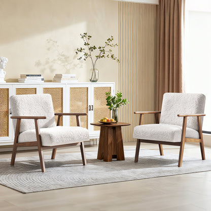 Casacomoda Teddy Velvet Accent Chair for Bedroom, Living Room Chair with Solid Wood Legs, Reading Arm Chair with Soft Cushion for Adults, White