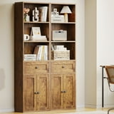 5-Tier Bookcase with Drawer and Cabinet, Modern Bookshelf for Home Office, Living Room or Bedroom, Easy Assembly & Stable Structure, Vintage