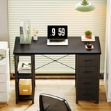 Casacomoda Computer Desk with Drawers & Storage Shelves, 40 Inch Corner Desk for Home Office Bedroom, Small Teen PC Desks with Fabric Drawer, Black