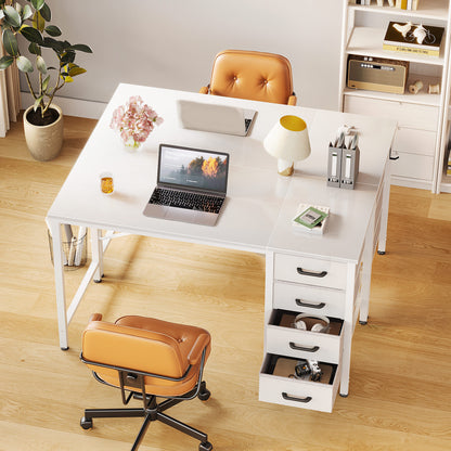 Casacomoda 40 Inch Computer Desk with Drawers , Study Table for Student, Writing Desk for Home Office, Small Table with Drawers, White