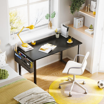 Casacomoda Computer Writing Desk 40 inch, Sturdy Home Office Table, Work Desk with a Storage Bag and Headphone Hook, Black