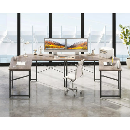Casacomoda Computer Desk L Shaped, 51” Reversible L Shaped Computer Desk with Monitor Stand, Home Office Desk, Gray Oak