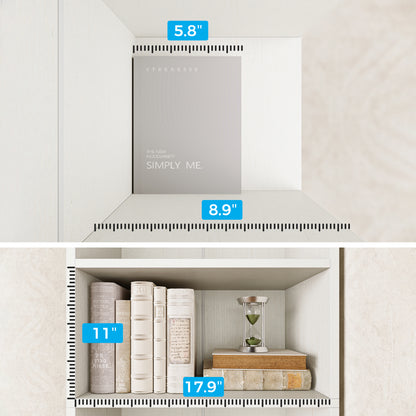 Casacomoda 6-Tier Tall Bookcase, Display Storage Bookshelf set of 2, Space-Saving Bookshelf for Living Room, Bedroom, Home Office, Vintage White, 2-Pack