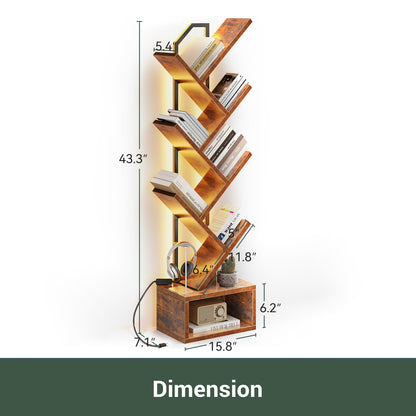 Casacomoda 6-Tier Tree Floor Lamp with Integrated LED Shelving, Modern Display Stand for Living Room & Home Office, Vintage