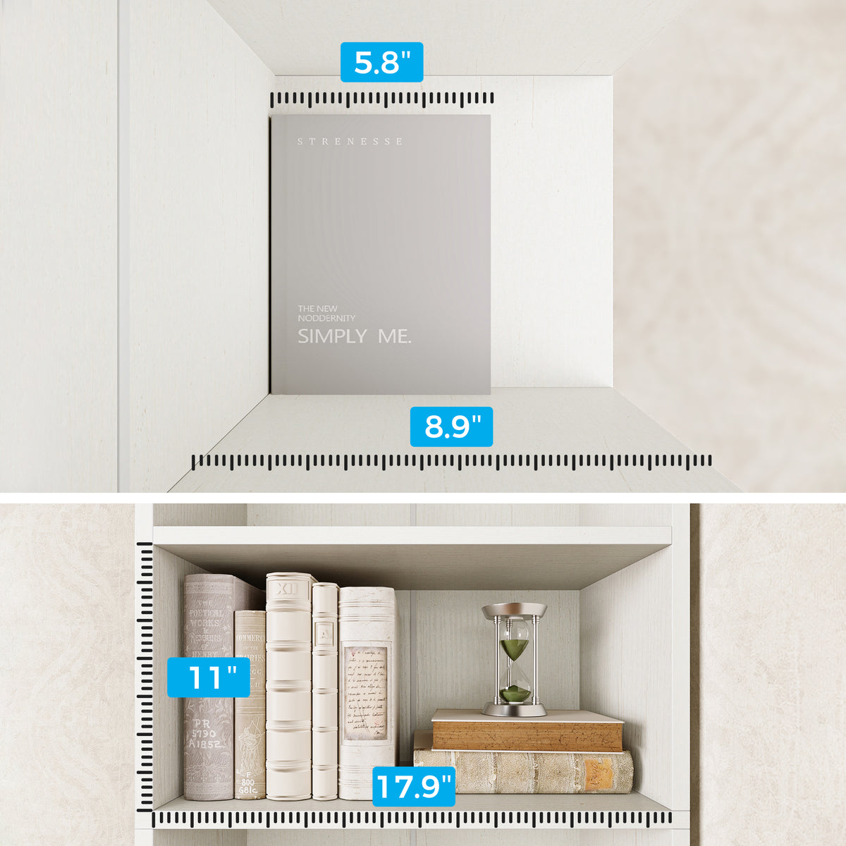 Casacomoda Tall Bookcase, Bookshelf, 6-Tier Display Storage Shelf, Space-Saving Bookshelf for Living Room, Bedroom, Home Office, White