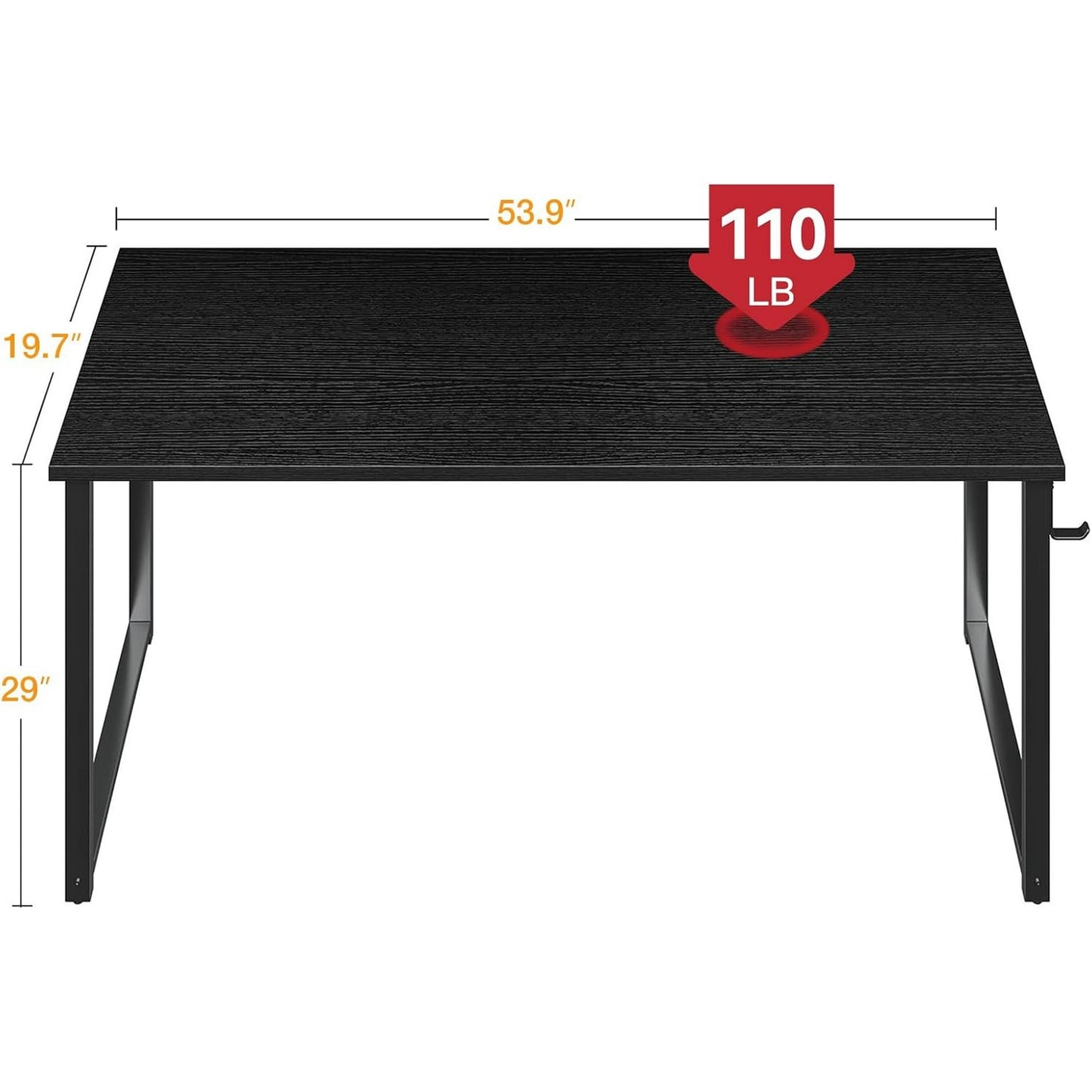 Casacomoda 54 inch Computer Desk with Headphone Hooks, Home Office Desk for Large Spaces, Simple Modern Desk for Studying & Writing, Black