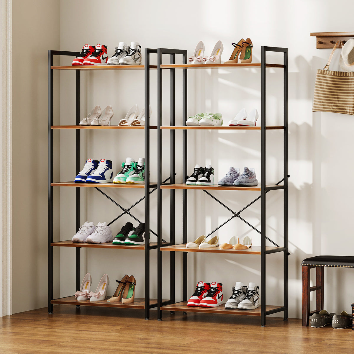 Casacomoda 5-Tier Bookshelf, Freestanding Book Shelf, Home Office Bookcase, Storage Shelving Unit for Bedroom, Living Room, Vintage