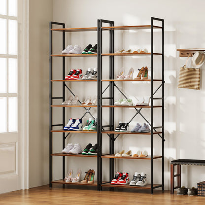 Casacomoda 7-Tier Tall Bookshelf, Large Bookcase with Steel Frame, Deep Book Shelf for Living Room, Home Office, Study, Industrial Style, Vintage