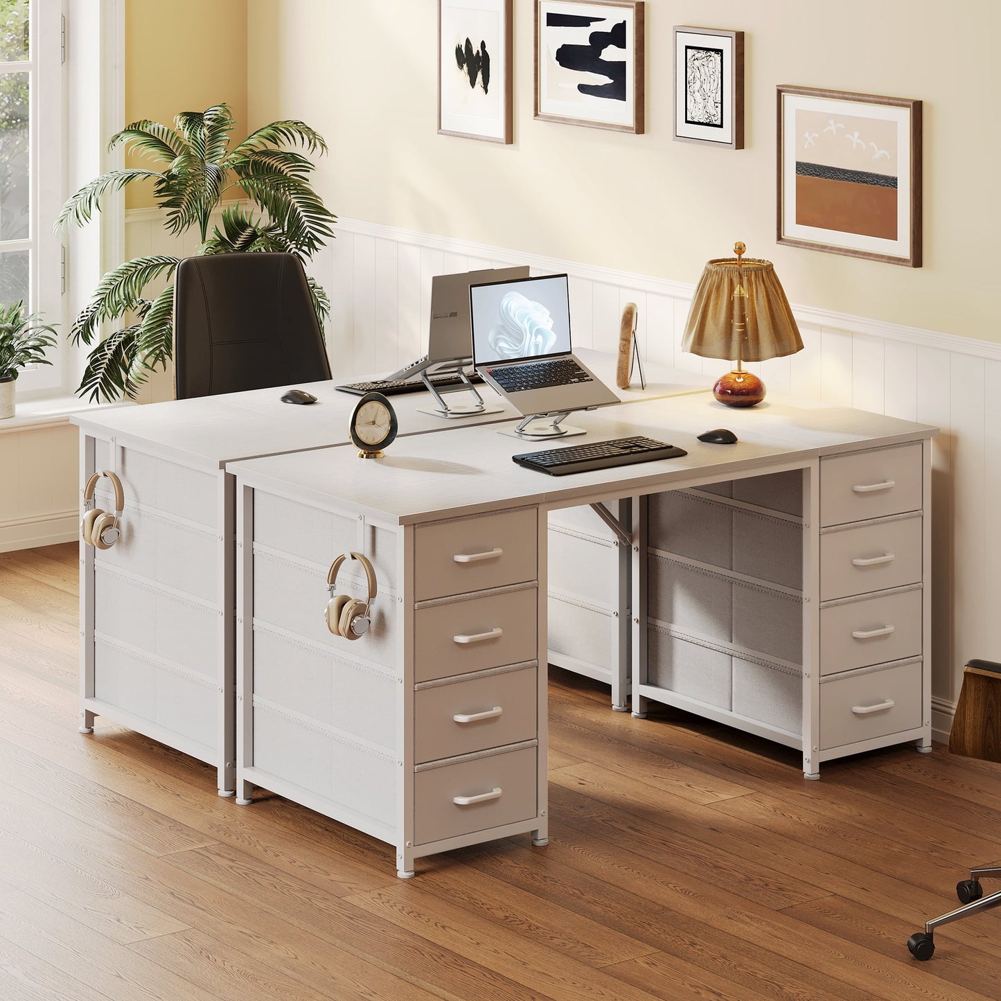 White Vanity Desk with 8 Drawers, Modern Makeup Table for Bedroom, Home Office or Dressing Room