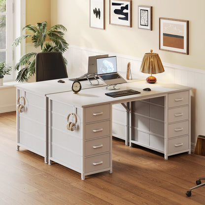 White Vanity Desk with 8 Drawers, Modern Makeup Table for Bedroom, Home Office or Dressing Room